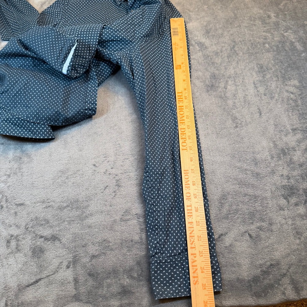 Banana Republic Custom 078 Wash Shirt Mens Medium Navy Blue Slim Fit Geometric - Picture 8 of 9